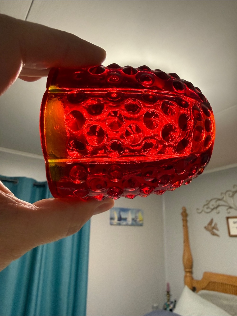 *SUNDAY SALE* Vintage Fenton hobnail fairy lamp ruby red - Picture 5 of 10